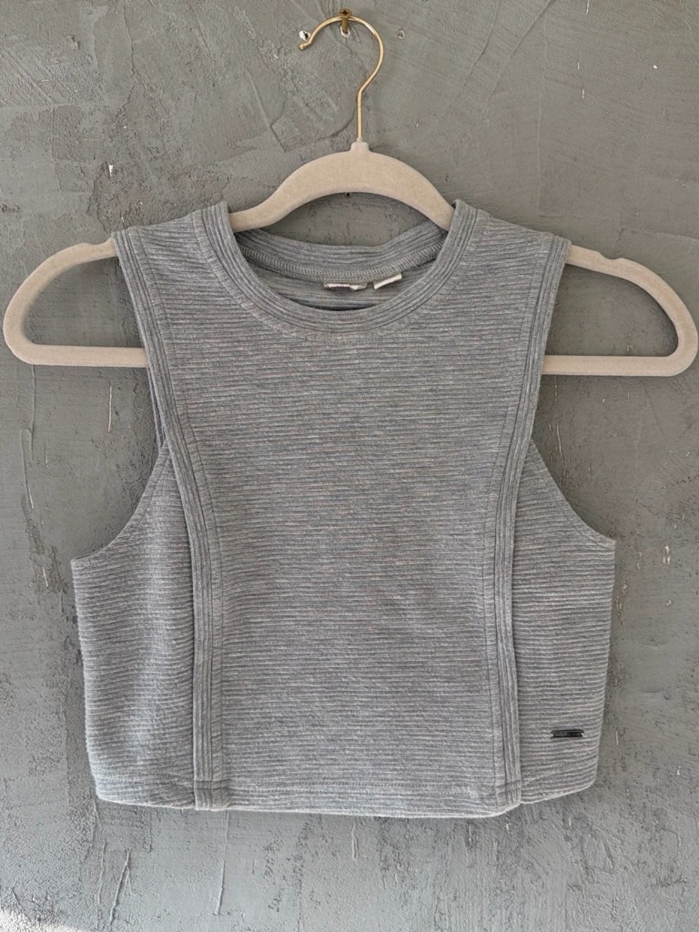 Roxy Grey Ribbed Sleeveless Crop Top